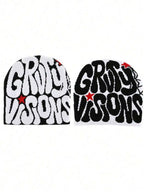 Bold Typography Acrylic Knit Beanie for Contemporary Streetwear Winter Casual Everyday Fashion Style