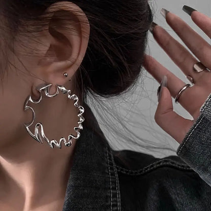 Oversized Twisted Hoop Earrings Alternative Fashion Statement Jewelry