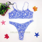 Vibrant Green Floral Underwire Bikini with Ruched Texture