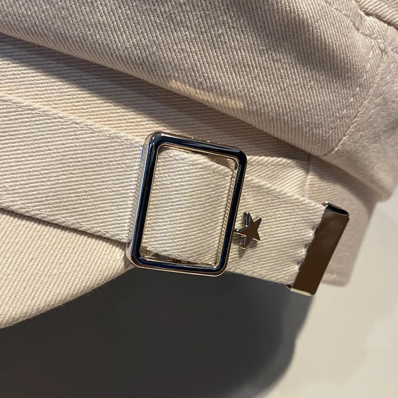 Military Inspired Cotton Baker Cap with Decorative Details for Casual Vintage Fashion Style