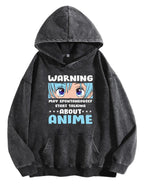 Retro Anime Streetwear Hoodie with Manga-Inspired Typography Graphic Design