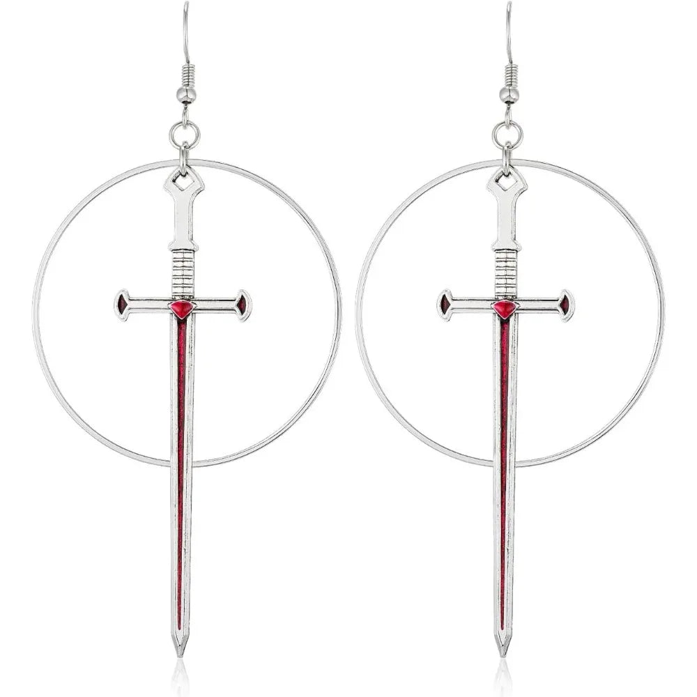 Medieval Sword Hoop Earrings for Gothic Punk and Alternative Styling