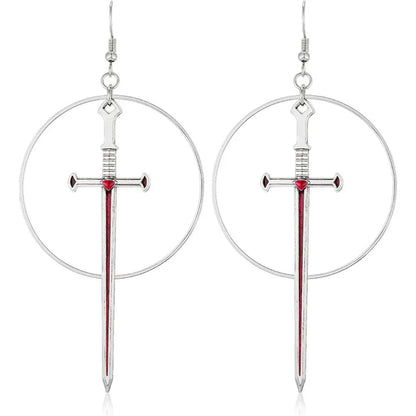 Medieval Sword Hoop Earrings for Gothic Punk and Alternative Styling