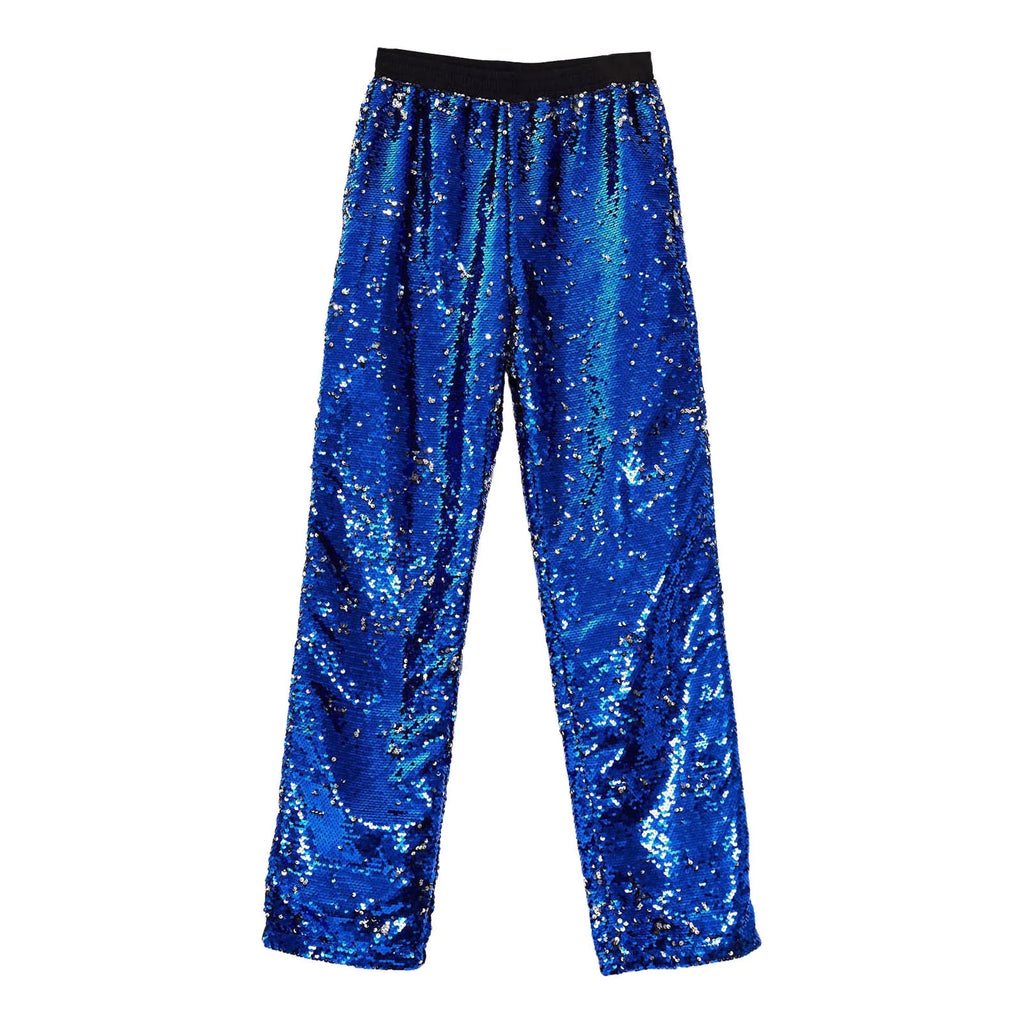 Men's Wide Leg Sequin Trousers with Relaxed Fit and Statement Streetwear Style