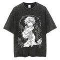 Vintage Washed Oversized Graphic Streetwear Tee with Illustrated Urban Art Design