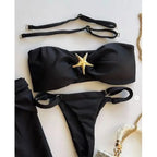 Fierce Mixed Animal Print Bandeau Bikini with Center O-Ring Hardware