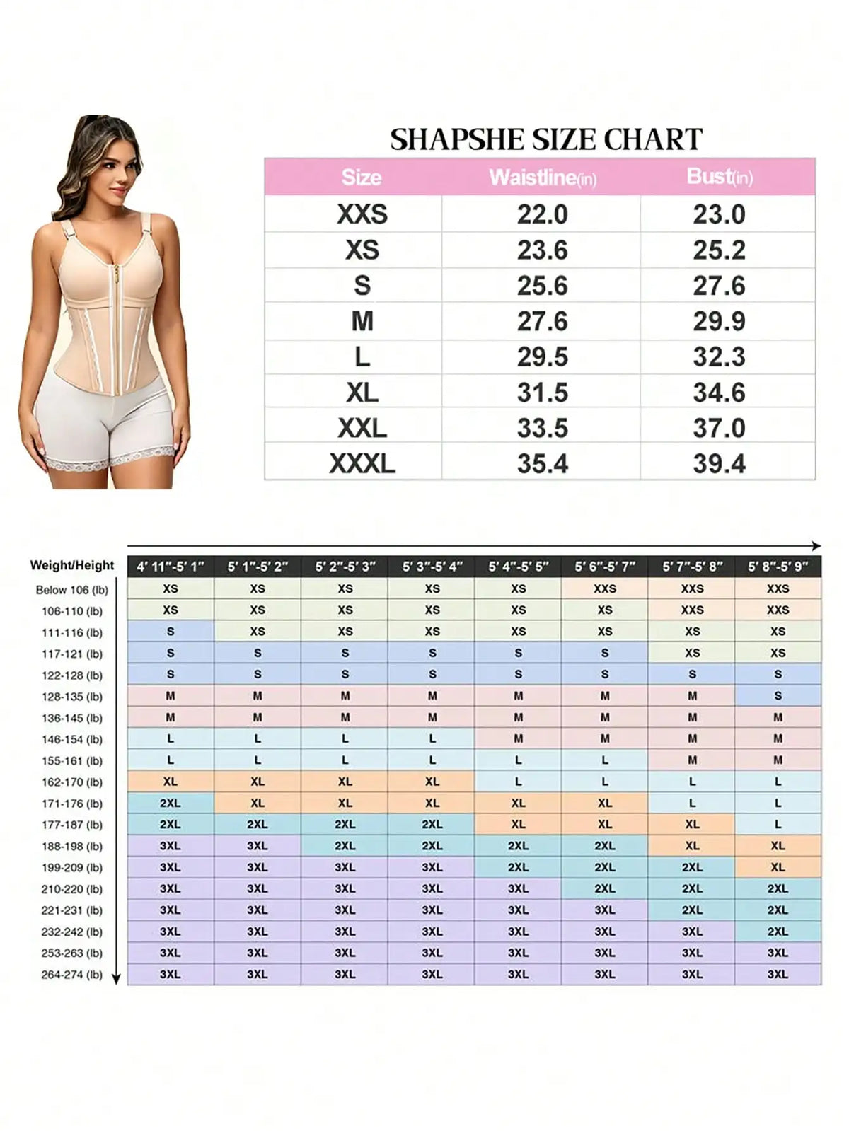 Firm Control Zip-Front Waist Cincher Vest with Structured Boning and Adjustable Straps