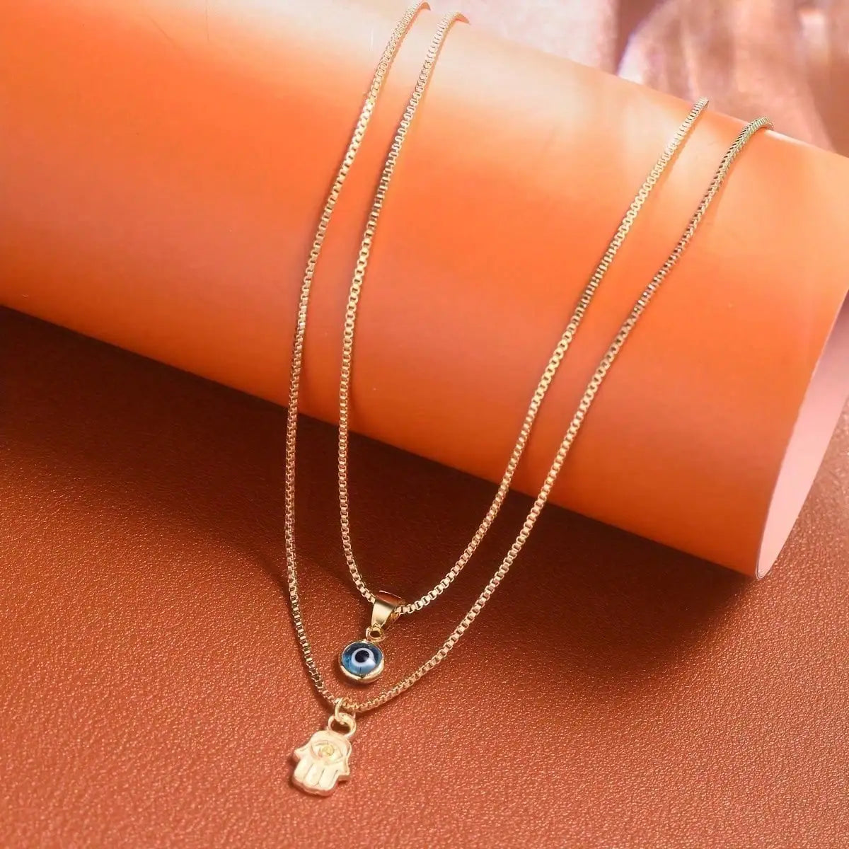 Minimalist Evil Eye Layered Pendant Necklace Set for Modern Dark Feminine Styling