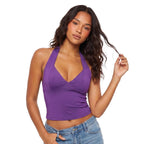 Halter Neck Knit Crop Top with Slim Fit Contemporary Summer Style