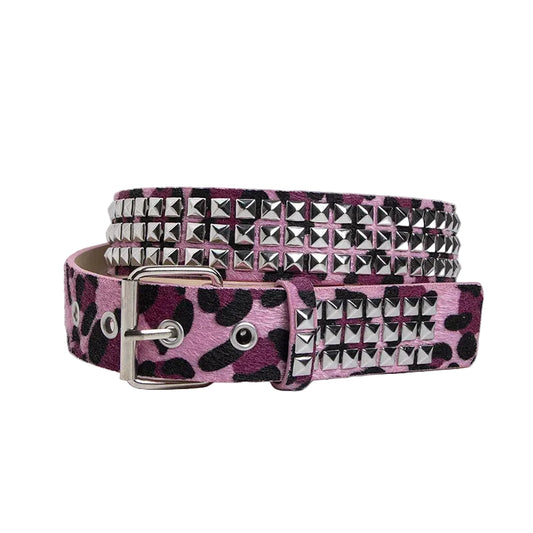 Faux Fur Rivet Waist Belt for Punk Y2K Alternative Fashion Styling