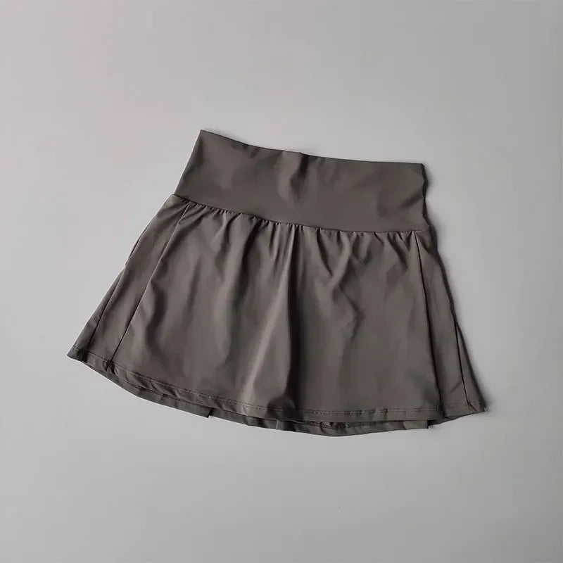 High Waist Active Skort with Built-In Shorts Performance A-Line Design