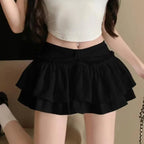 Tiered Ruffle Mini Skirt with Elastic Waist Balletcore Streetwear Silhouette