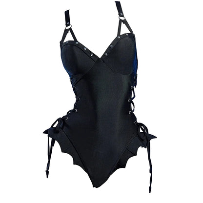Women's Cross Lace-Up One-Piece Swimsuit with Cutout Design and Decorative Neck Accessory