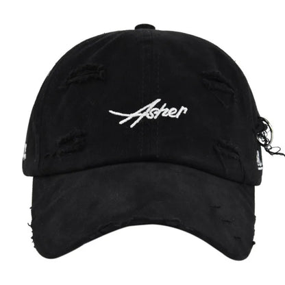 Vintage Distressed Embroidered Baseball Cap Adjustable Curved Brim Casual Streetwear Hat