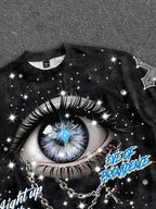 Graphic Eye Crop Tee with Cosmic Artwork and Boxy Streetwear Silhouette