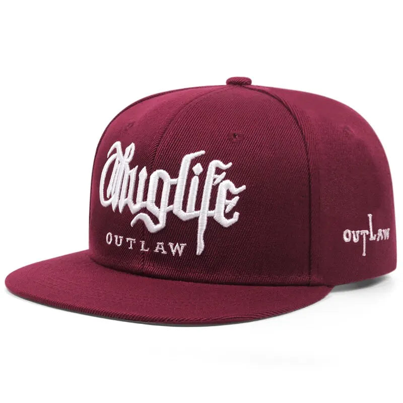 Embroidered Flat Brim Snapback Cap Adjustable Hip Hop Streetwear Baseball Hat