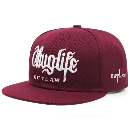 Embroidered Flat Brim Snapback Cap Adjustable Hip Hop Streetwear Baseball Hat