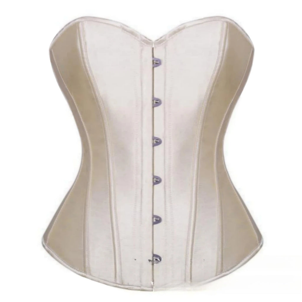 Vibrant Pink Satin-Finish Overbust Corset with Structural Seaming