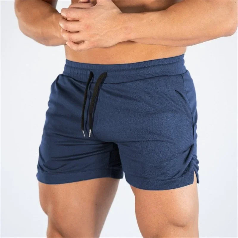 Men's Mid-Rise Elastic Waist Performance Gym Shorts with Regular Fit Casual Activewear Design