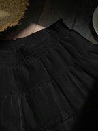 Tiered Ruffle Mini Skirt with Lace Hem Lightweight A-Line Design