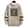 Men's Relaxed Fit Graphic Patch Crew Neck Knit Pullover Streetwear Sweater