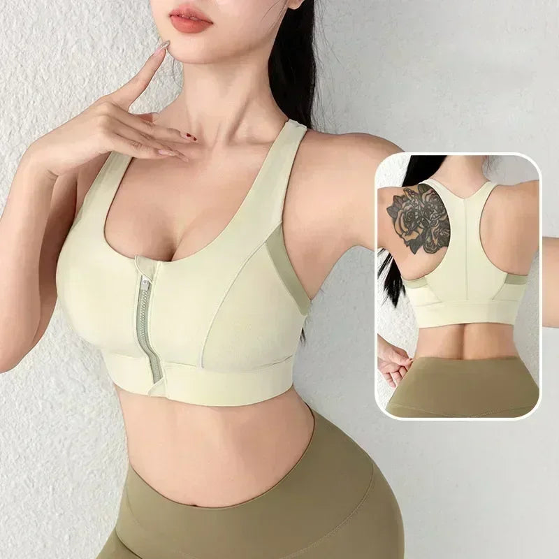 Structured Front-Zip High-Impact Sports Bra with Racerback Support
