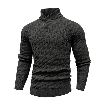 Men's Textured High Neck Contemporary Knit Sweater Relaxed Fit Pullover