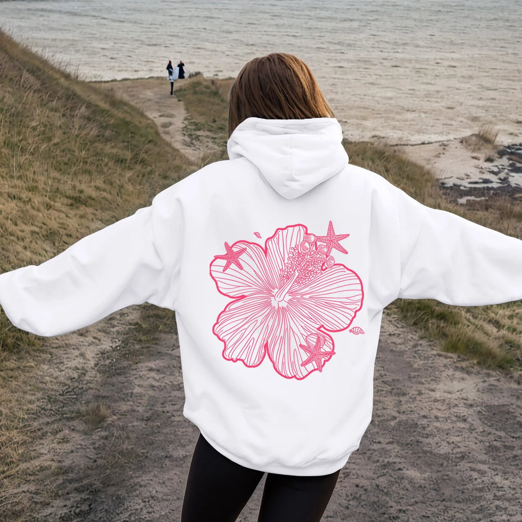 Women's Oversized Floral Graphic Pullover Hoodie Relaxed Casual Streetwear Sweatshirt for Everyday Wear