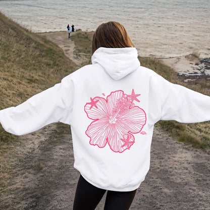 Women's Oversized Floral Graphic Pullover Hoodie Relaxed Casual Streetwear Sweatshirt for Everyday Wear