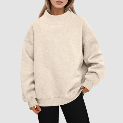 Women's Oversized Fleece Crew Neck Sweatshirt with Relaxed Fit for Everyday Comfort