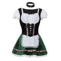 Festive Bavarian-Inspired Corset Dress with Ruffled Trim and Lace-Up Bodice