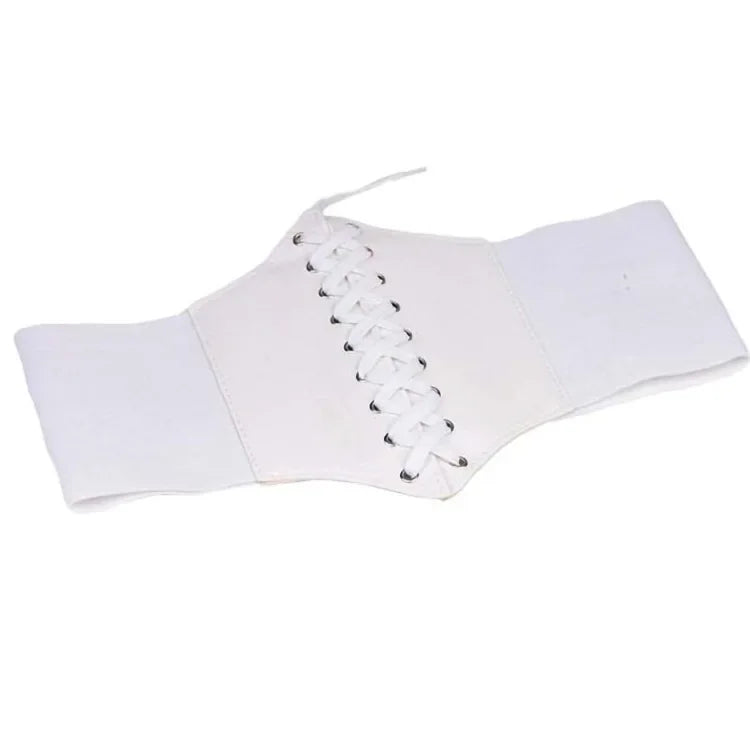 Faux Leather Lace-Up Waist Belt Corset with Wide Structured Design