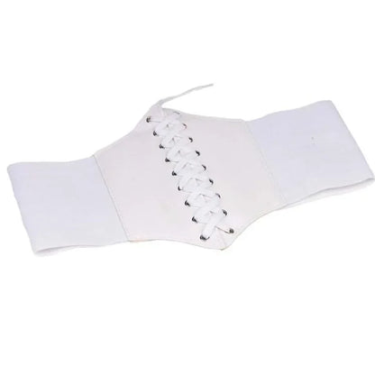 Faux Leather Lace-Up Waist Belt Corset with Wide Structured Design