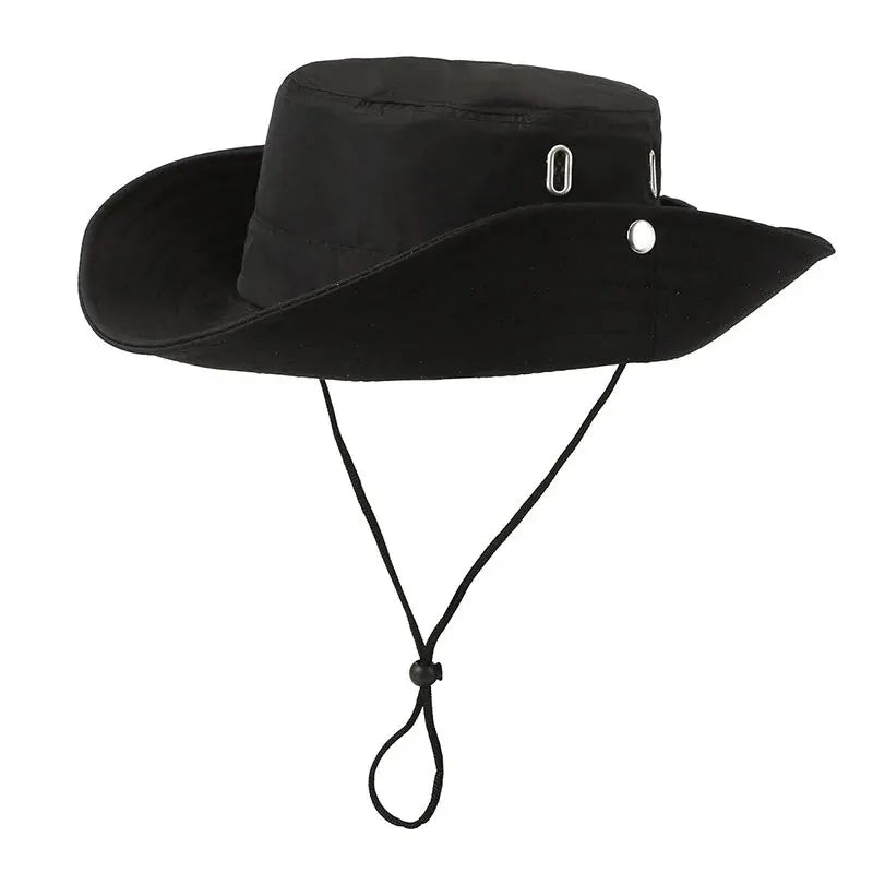Wide Brim Outdoor Bucket Hat with Adjustable Chin Cord for Hiking and Everyday Adventures