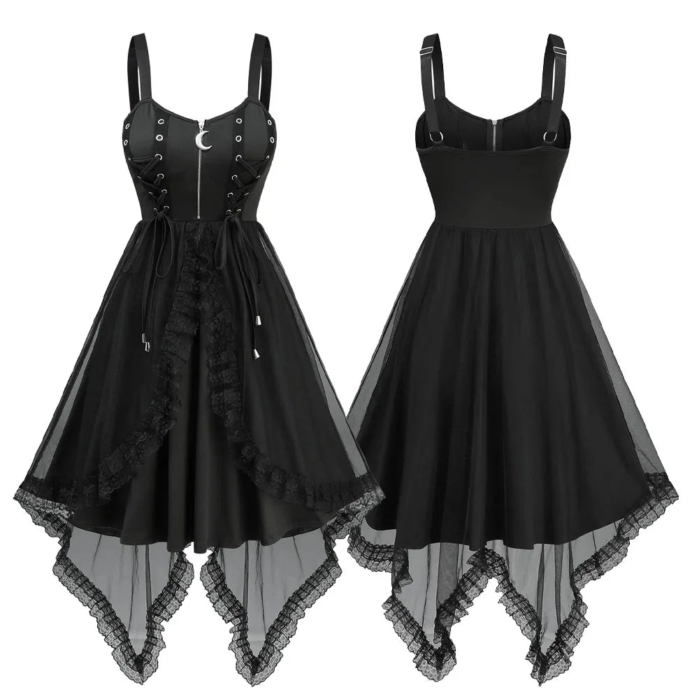 Dark Coquette Corset Mini Dress with Alternative Gothic Streetwear Style