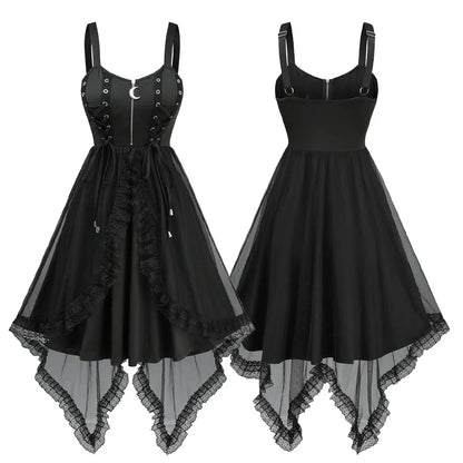 Dark Coquette Corset Mini Dress with Alternative Gothic Streetwear Style