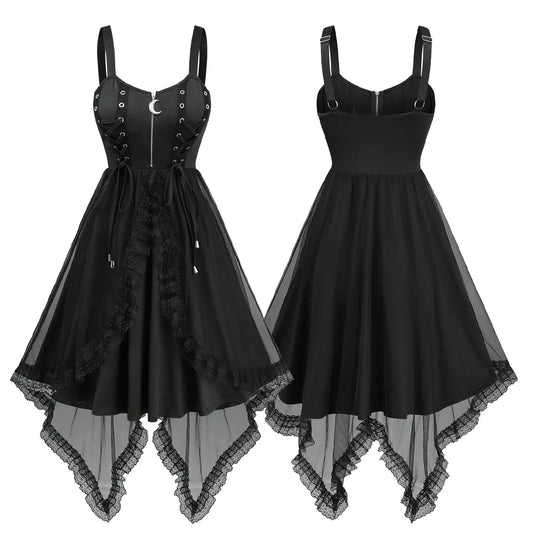 Dark Coquette Corset Mini Dress with Alternative Gothic Streetwear Style