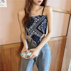 Floral Corset Crop Top with Slim Fit Irregular Hem Contemporary Streetwear Camisole Style