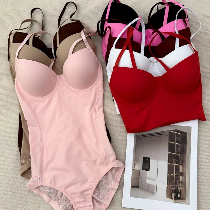 Adjustable Strap Firm Control Bodysuit with Built-In Molded Cups