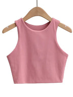 Classic Crew Neck Crop Tank Top with Minimalist Sleeveless Everyday Streetwear Style