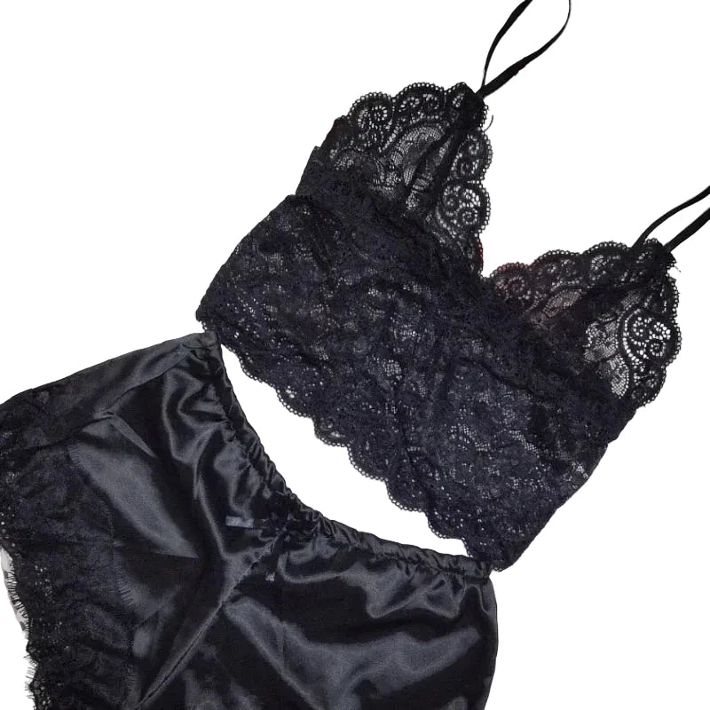 Women's Lace-Trim Silk-Look Crop Top and Shorts Pajama Set, Sleeveless Two-Piece Loungewear with Feminine Nightwear Styling
