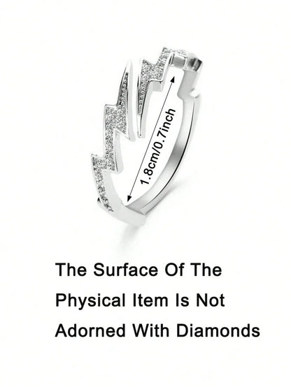 Adjustable Lightning Bolt Ring With Minimalist Punk Statement Aesthetic