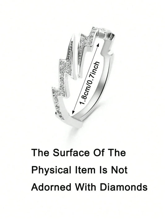Adjustable Lightning Bolt Ring With Minimalist Punk Statement Aesthetic