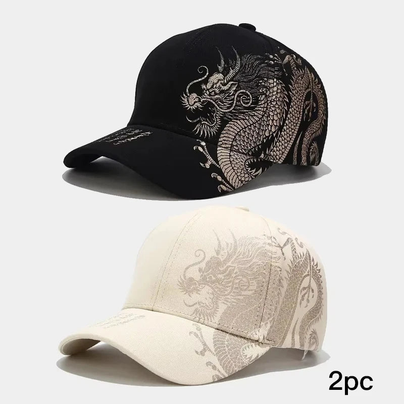 Dragon Inspired Embroidered Baseball Cap Adjustable Curved Brim Streetwear Fashion Hat