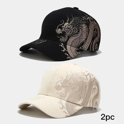 Dragon Inspired Embroidered Baseball Cap Adjustable Curved Brim Streetwear Fashion Hat