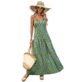 Sleeveless Floral Maxi Dress with Cinched Waist and Flowing A-Line Shape