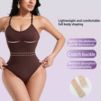 Seamless Racerback Thong Bodysuit in Versatile Beige