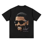 Oversized Portrait Graphic Cotton T-Shirt with Retro Urban Streetwear Styling