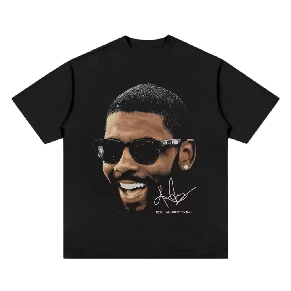Oversized Portrait Graphic Cotton T-Shirt with Retro Urban Streetwear Styling