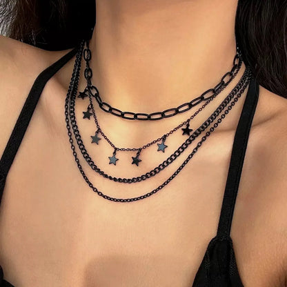 Layered Heart Pendant Choker Necklace for Gothic Punk Grunge and Y2K Fashion Styling